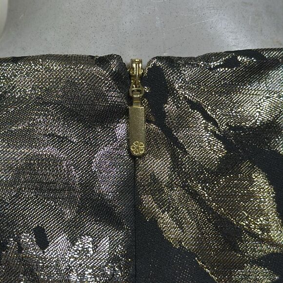(N5) Trina Turk Taylor Metallic Floral Print Mini Dress,Black Gold Cocktail Sz 2 - Picture 10 of 16